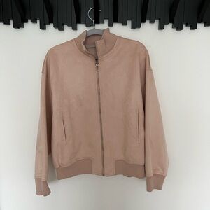 Zara TRF Blush Pink Faux Suede Bomber Jacket Size S